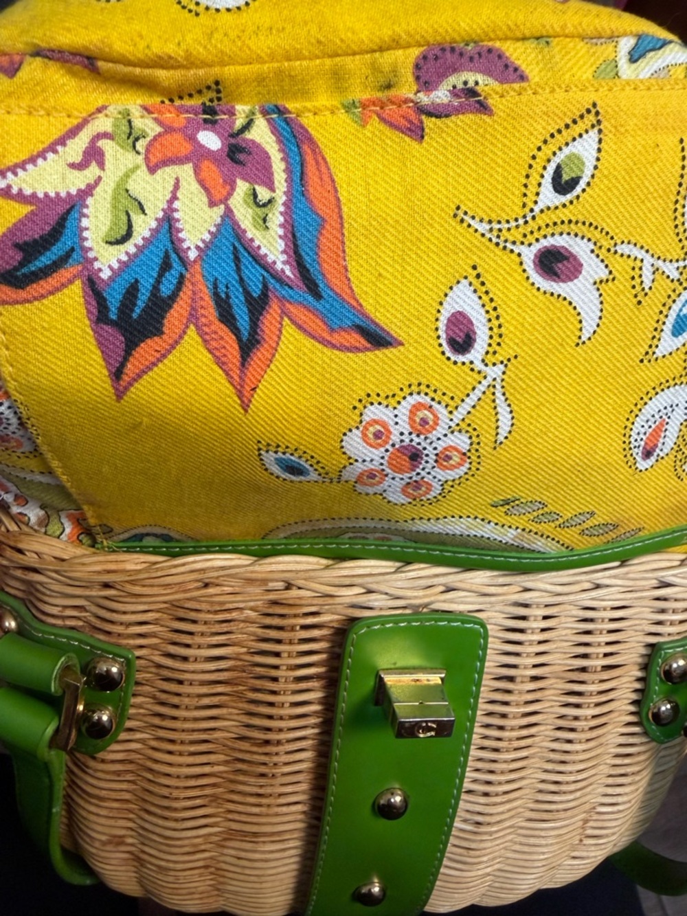 Vintage 70s Etienne Aigner Rattan Basket Handbag Top Handle Rare (A655) - Picture 15 of 16